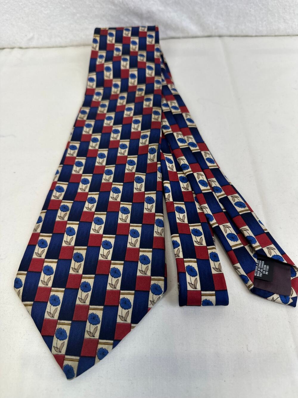 Christian Dior Cravate 100% Silk Tie Blue with Blue Flowers